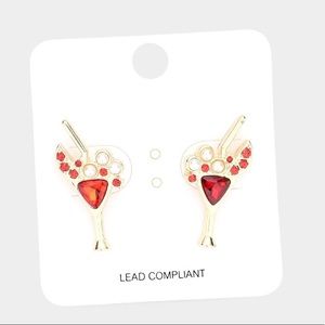 Gold stone embellished cocktail stud earrings